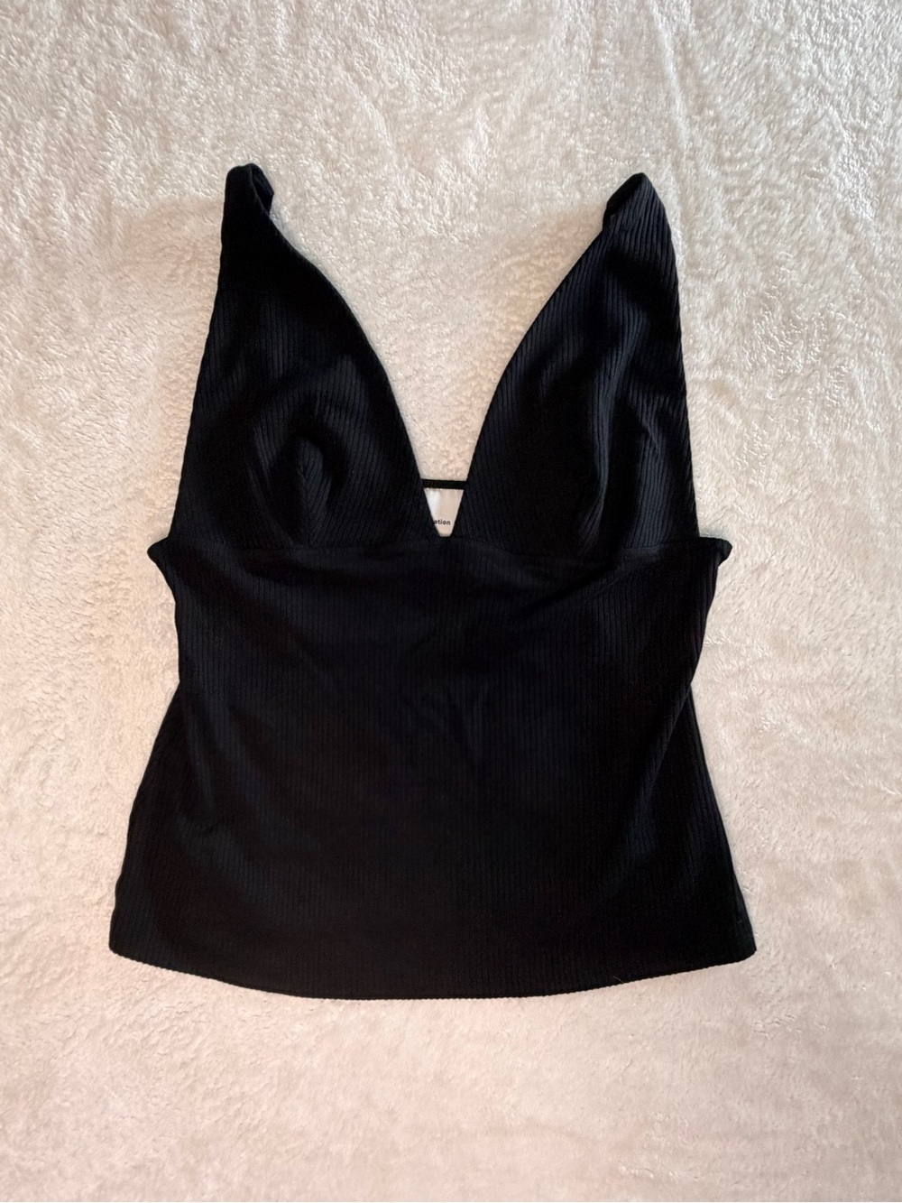 Reformation Vanessa Black Knit Ribbed V-Neck Tank